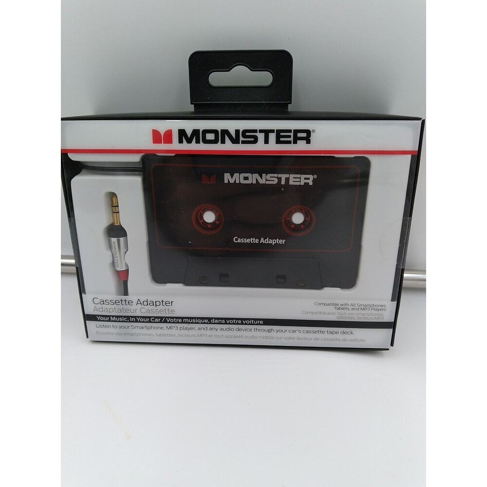 Monster Aux Cord Cassette Adapter 800 iCarPlay for Car Tape Deck, Auxiliary NEW